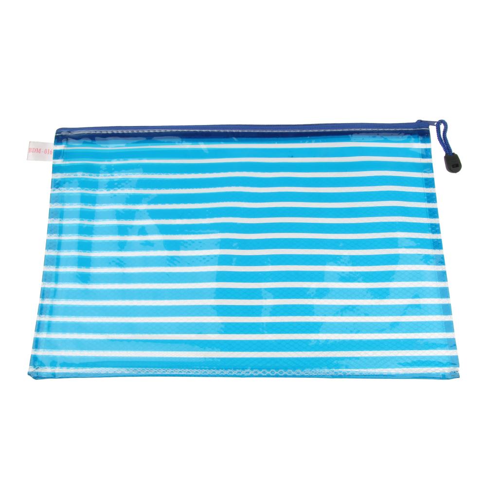 Waterproof A4 Mesh Document Bag Storage Pouch with Zipper Stationery  Blue