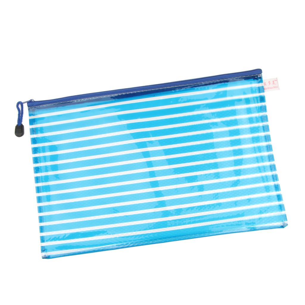 Waterproof A4 Mesh Document Bag Storage Pouch with Zipper Stationery  Blue