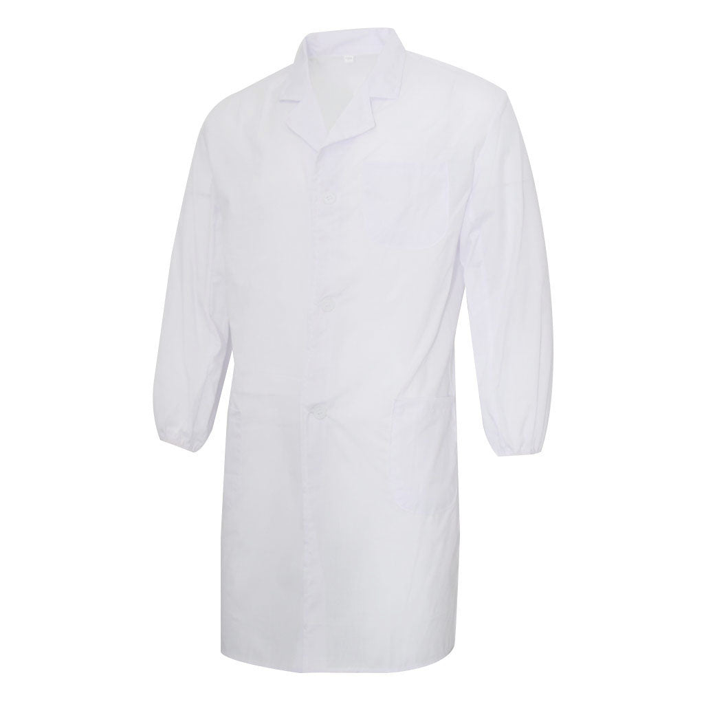 Unisex Long Sleeve White Scrubs Lab Coat Medical Doctor Nurse Uniform L