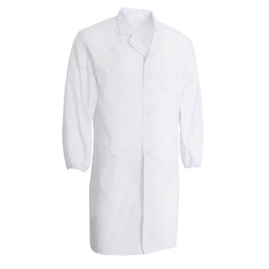 Unisex Long Sleeve White Scrubs Lab Coat Medical Doctor Nurse Uniform L