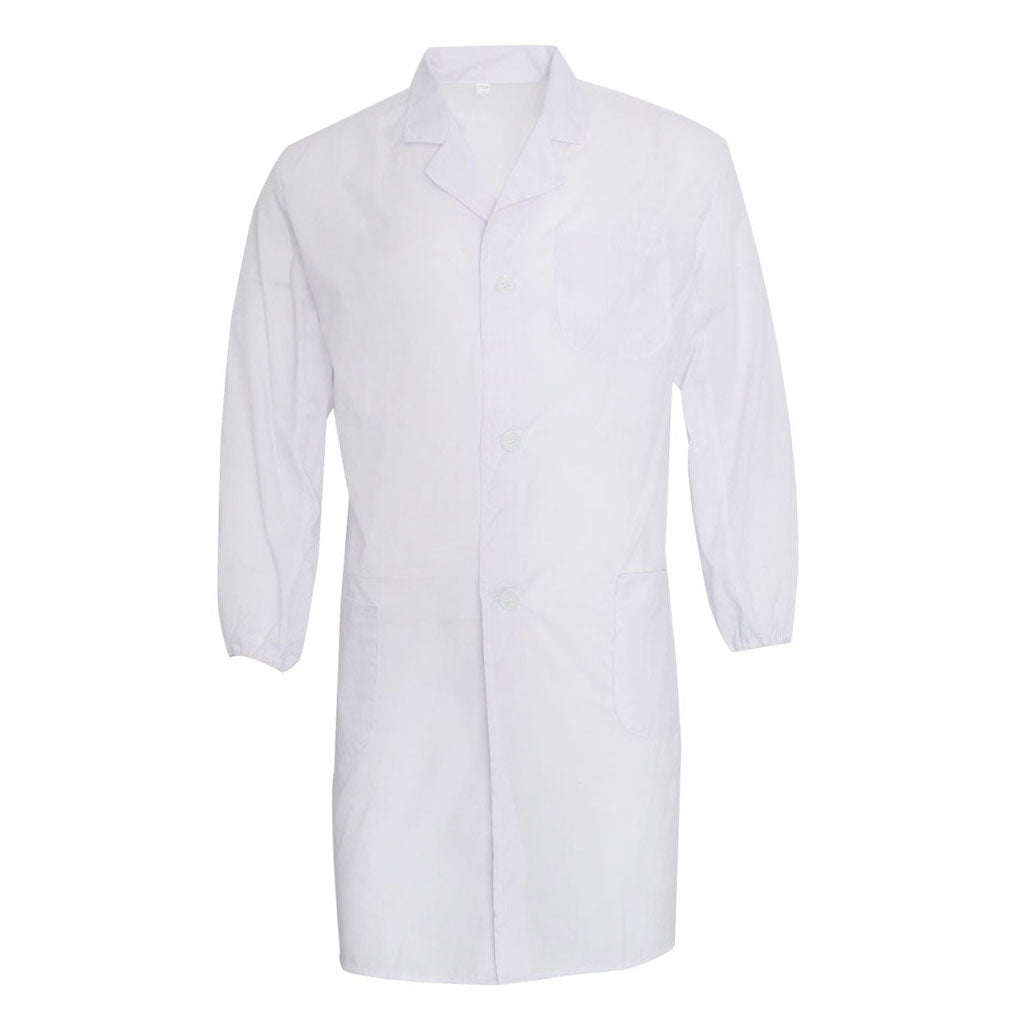 Unisex Long Sleeve White Scrubs Lab Coat Medical Doctor Nurse Uniform L