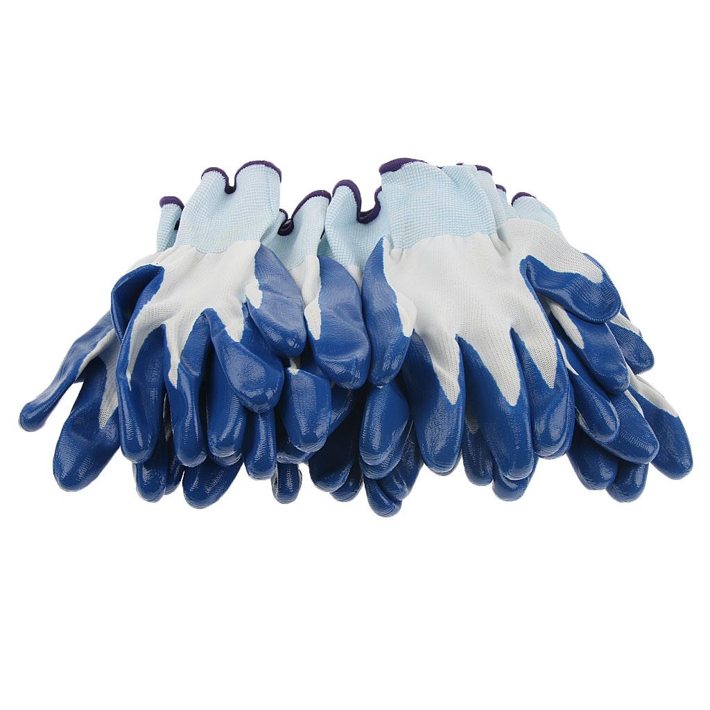 Latex Rubber Work Wear Safety Grip Gardening Builder Gloves 230mm Blue