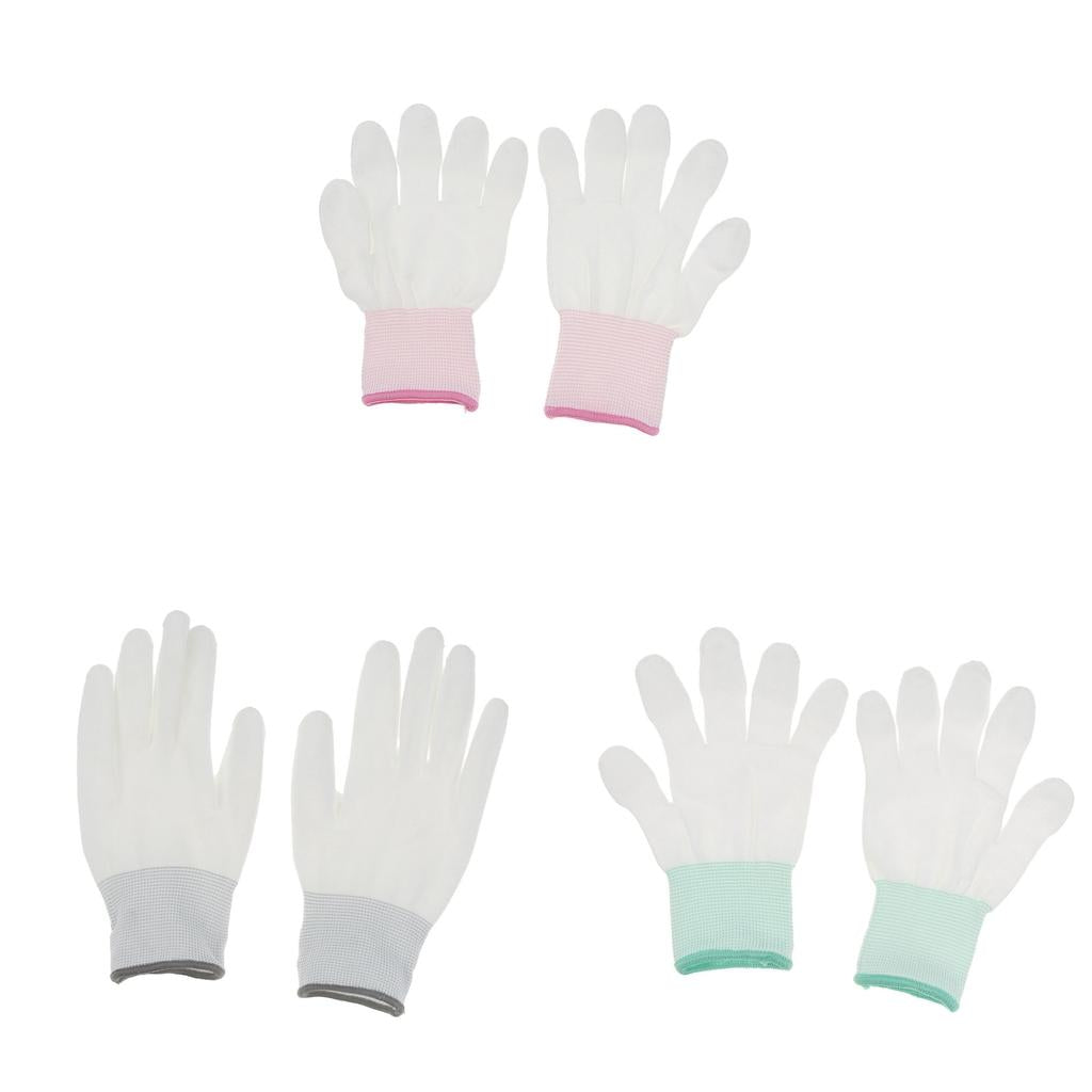 White Nylon Knitted PU Coated Inspection Work Gloves Jewelry Coin Elastic L