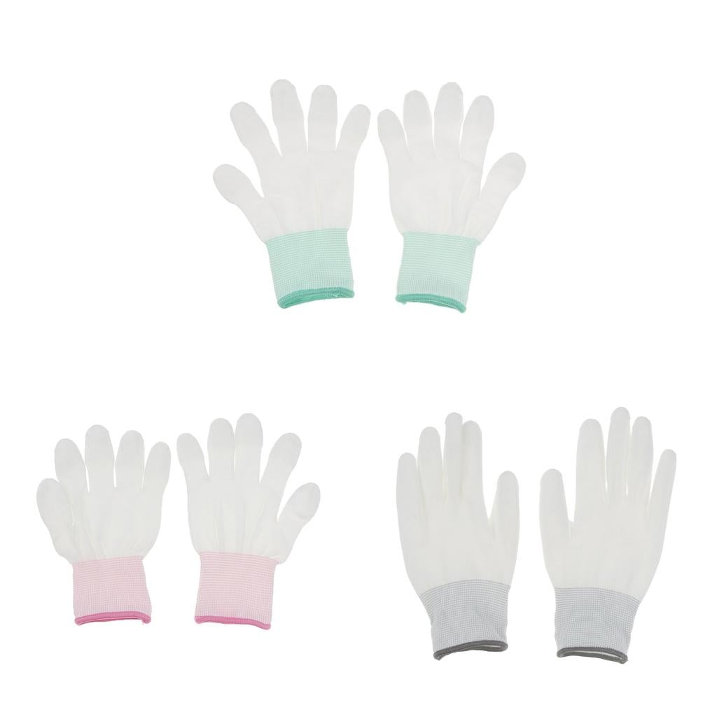 White Nylon Knitted PU Coated Inspection Work Gloves Jewelry Coin Elastic L