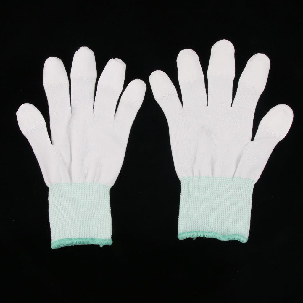 White Nylon Knitted PU Coated Inspection Work Gloves Jewelry Coin Elastic M