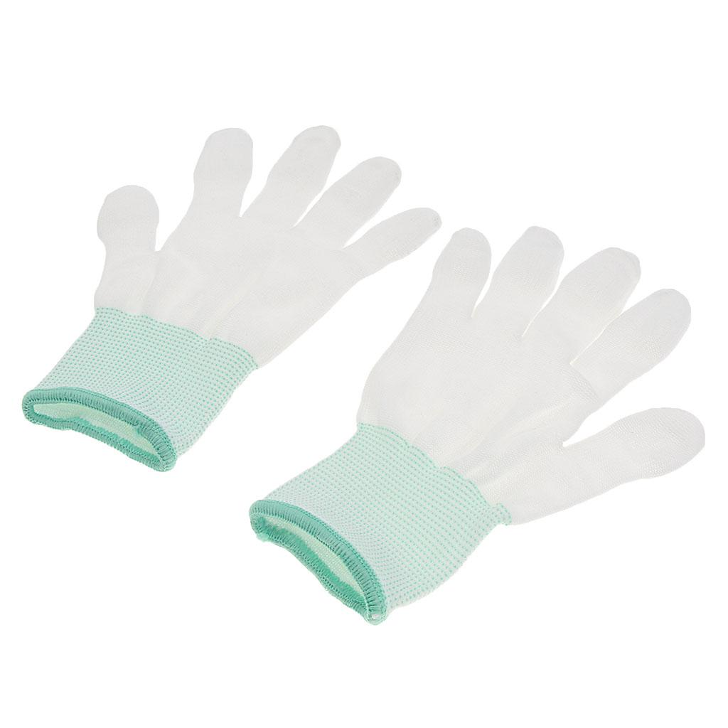 White Nylon Knitted PU Coated Inspection Work Gloves Jewelry Coin Elastic M