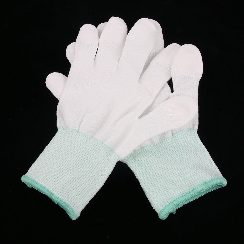 White Nylon Knitted PU Coated Inspection Work Gloves Jewelry Coin Elastic M