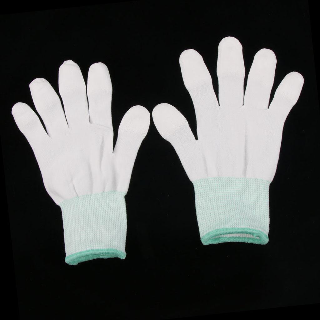 White Nylon Knitted PU Coated Inspection Work Gloves Jewelry Coin Elastic M