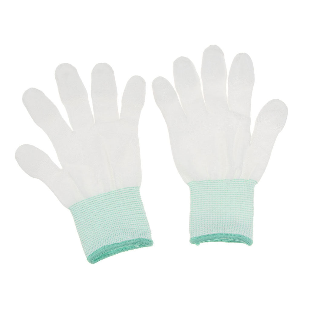 White Nylon Knitted PU Coated Inspection Work Gloves Jewelry Coin Elastic M