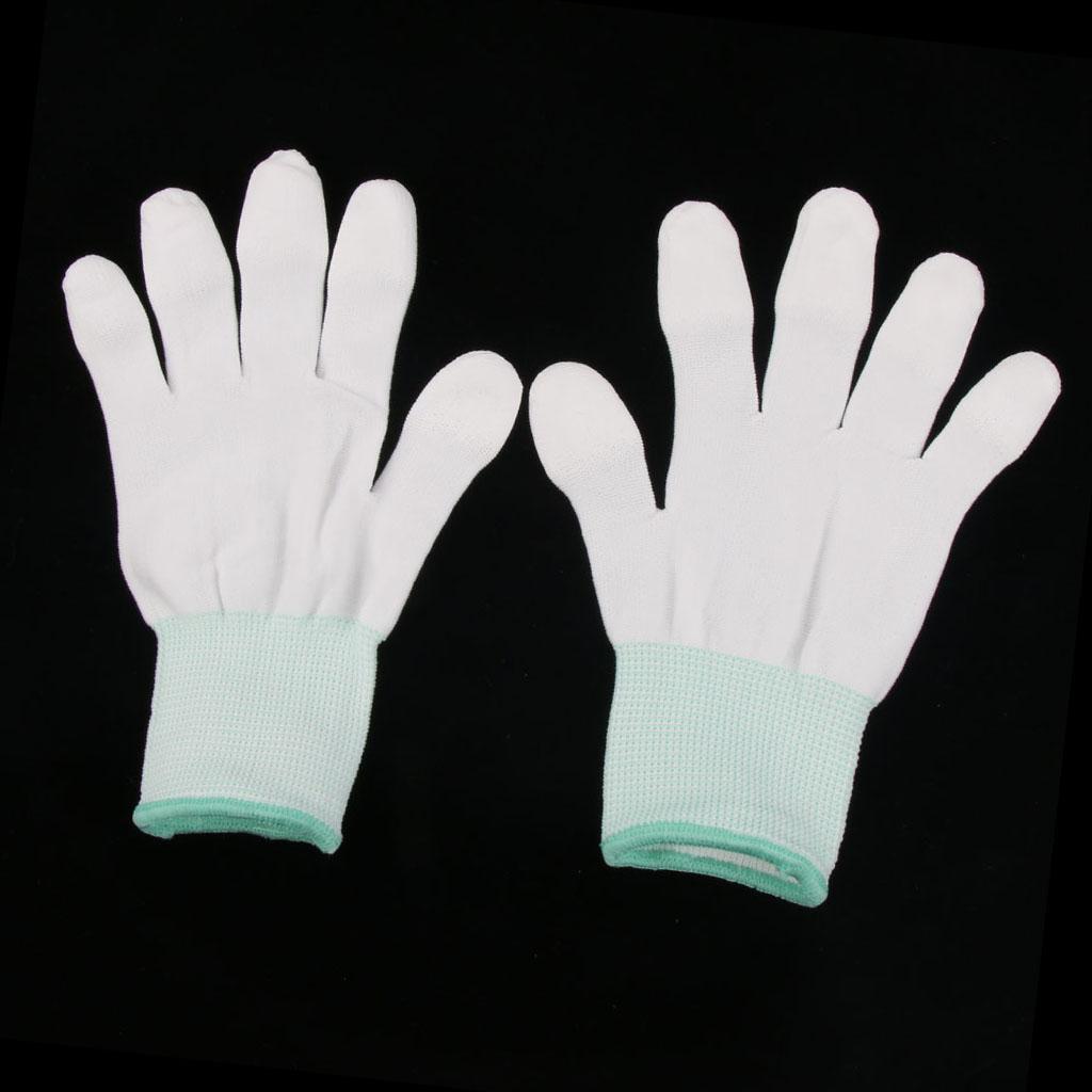 White Nylon Knitted PU Coated Inspection Work Gloves Jewelry Coin Elastic M