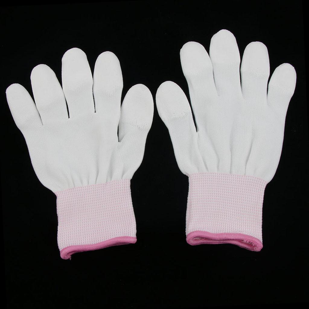 White Nylon Knitted PU Coated Inspection Work Gloves Jewelry Coin Elastic S