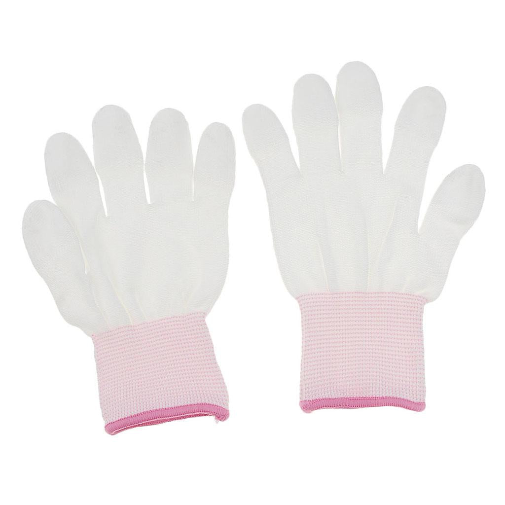 White Nylon Knitted PU Coated Inspection Work Gloves Jewelry Coin Elastic S