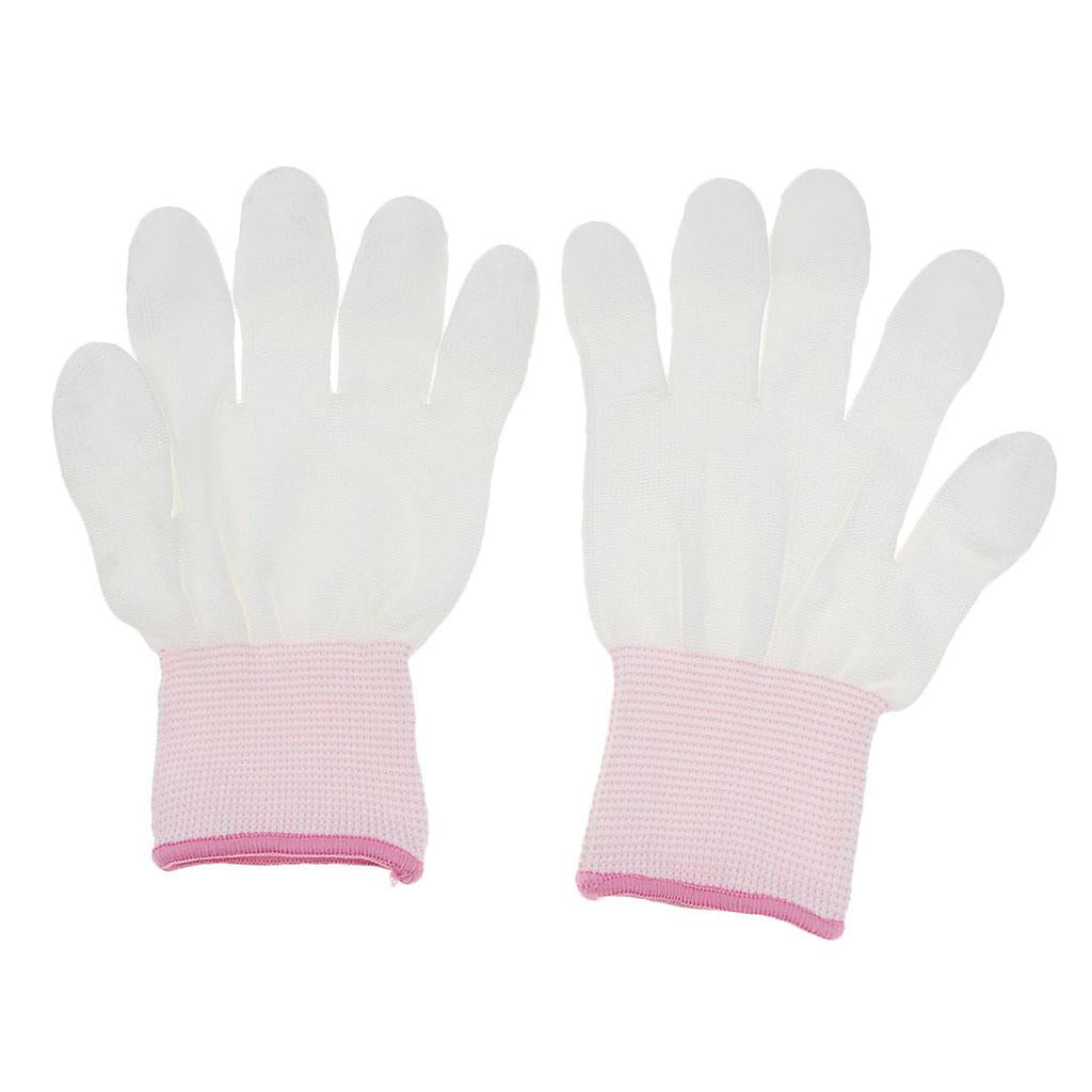 White Nylon Knitted PU Coated Inspection Work Gloves Jewelry Coin Elastic S