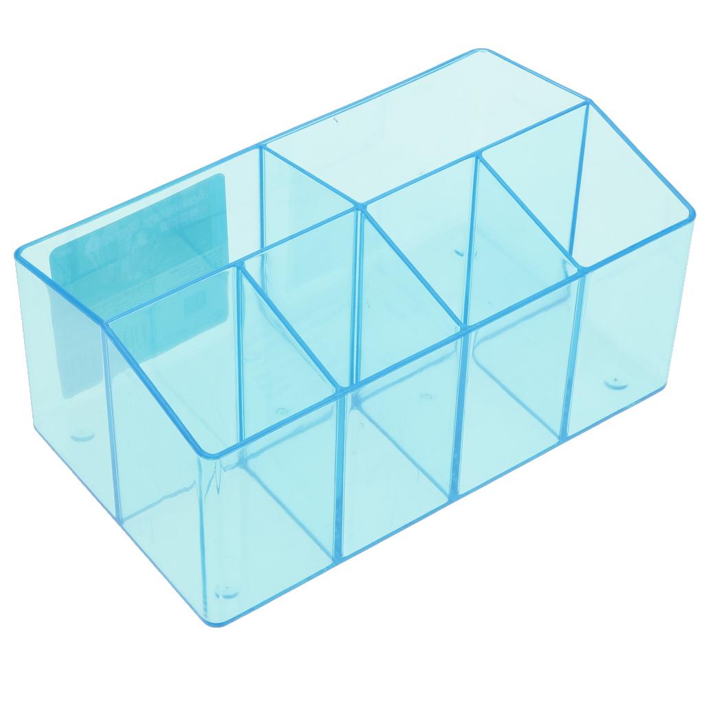 Plastic Cosmetic Organizer Makeup Case Jewelry Storage Holder Box Blue