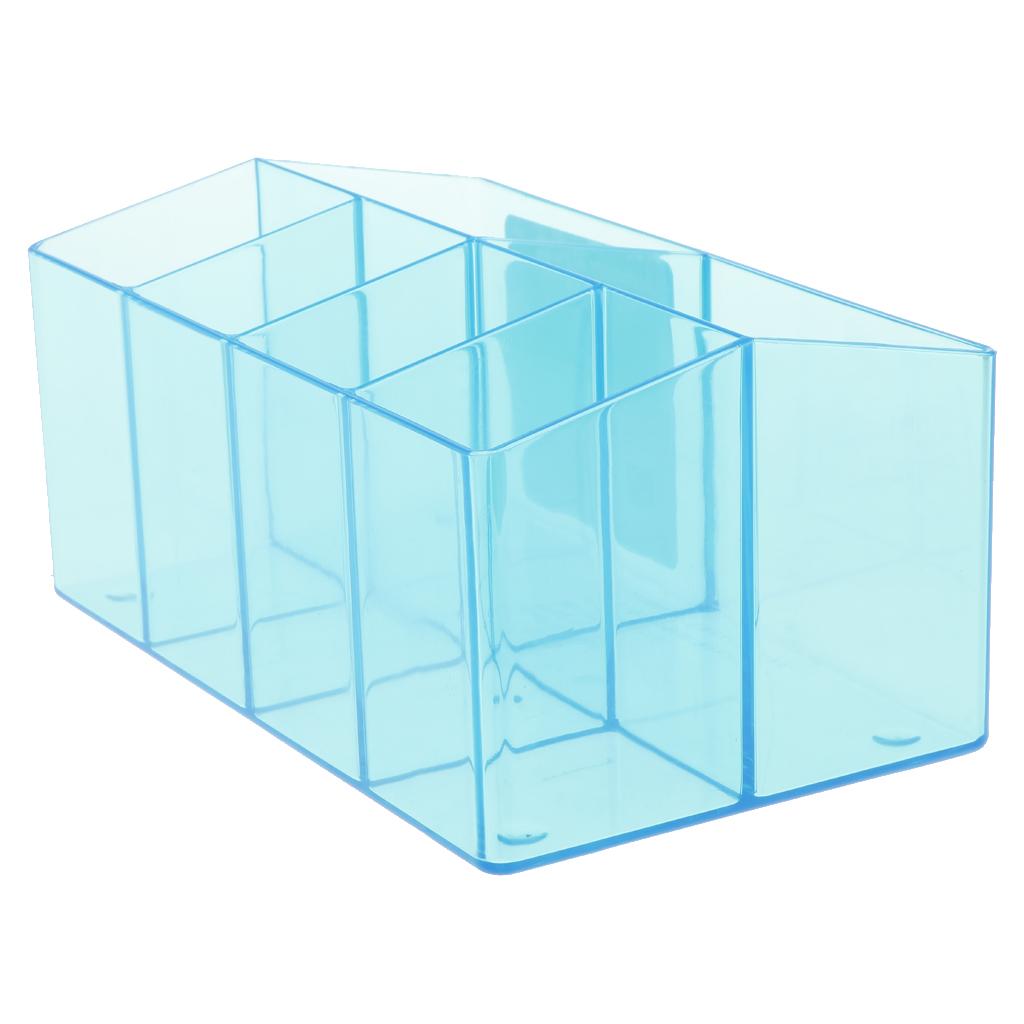 Plastic Cosmetic Organizer Makeup Case Jewelry Storage Holder Box Blue