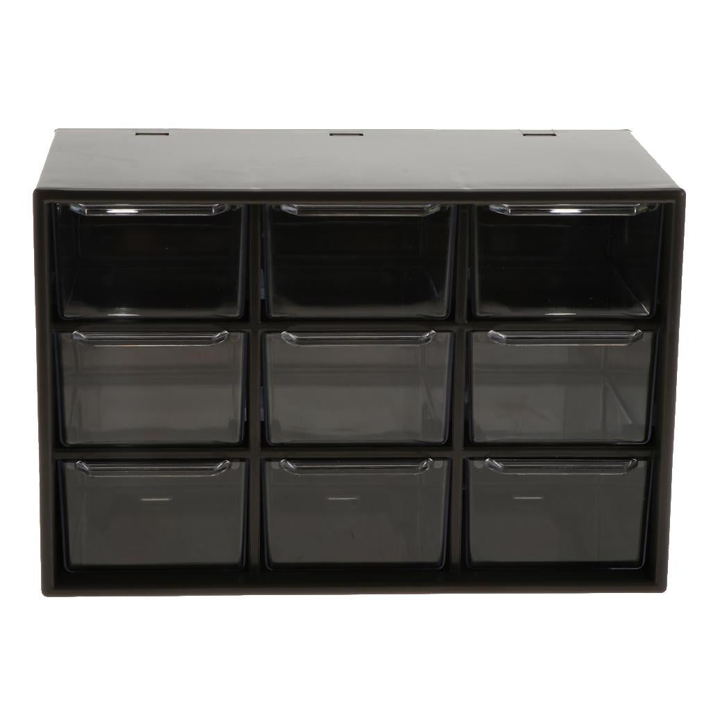 Storage Cabinet 9 Grid 3 Layer Drawer Storage Box Sundries Organizer Black