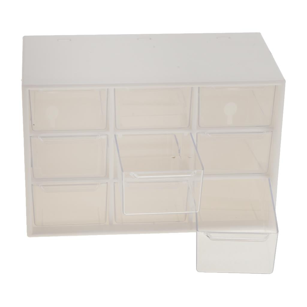 Storage Cabinet 9 Grid 3 Layer Drawer Storage Box Sundries Organizer White