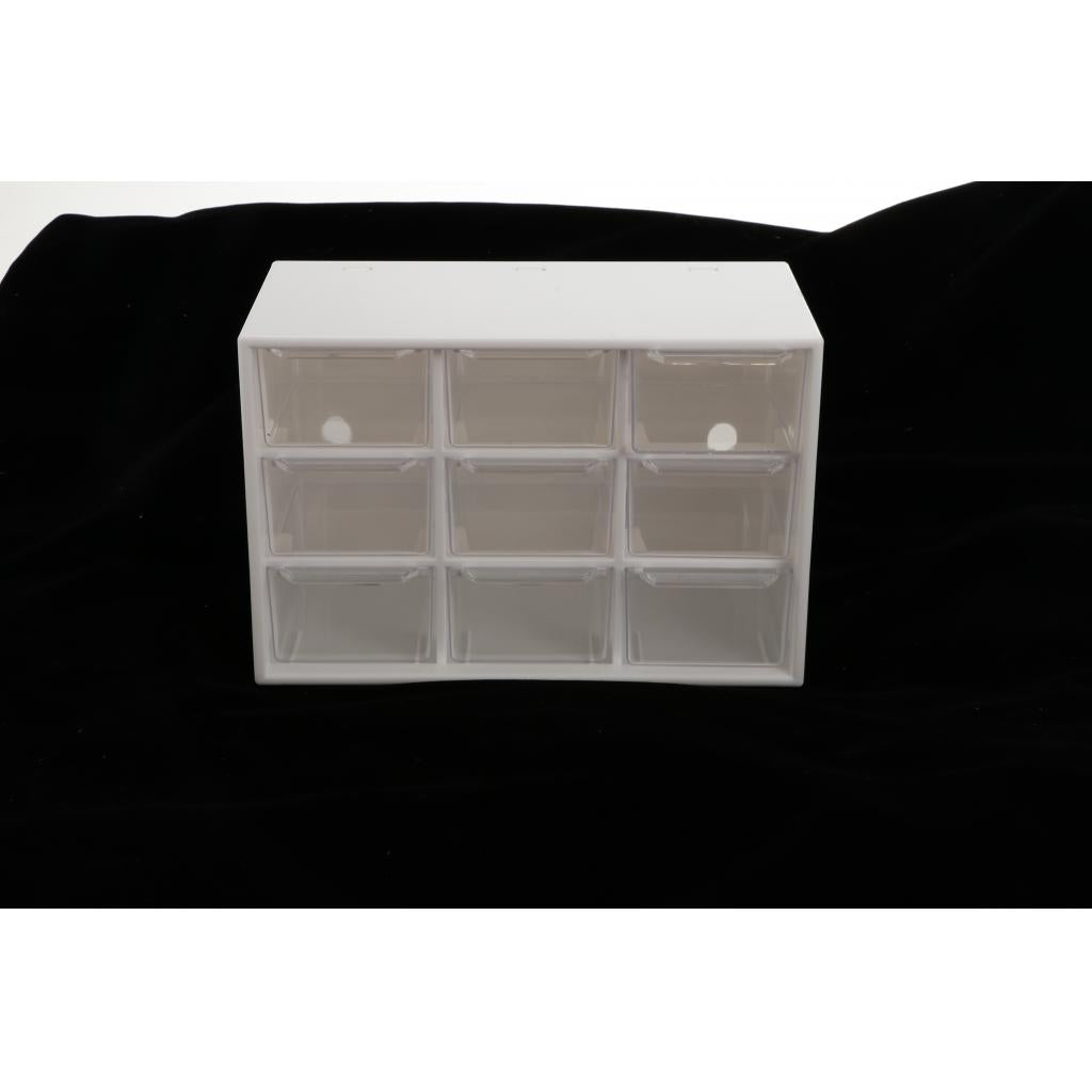 Storage Cabinet 9 Grid 3 Layer Drawer Storage Box Sundries Organizer White