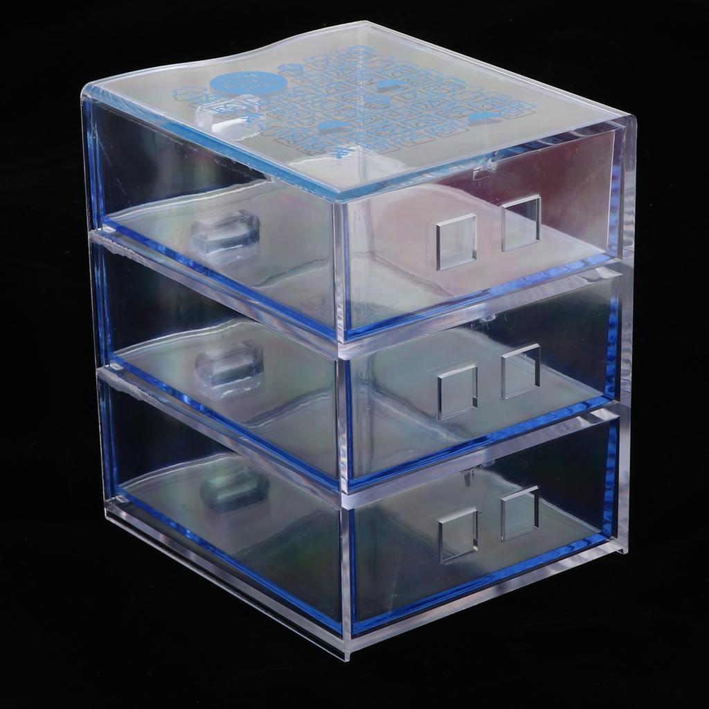 Desk Organizer Jewelry Cosmetic Storage Box Case Makeup Drawer Holder Blue