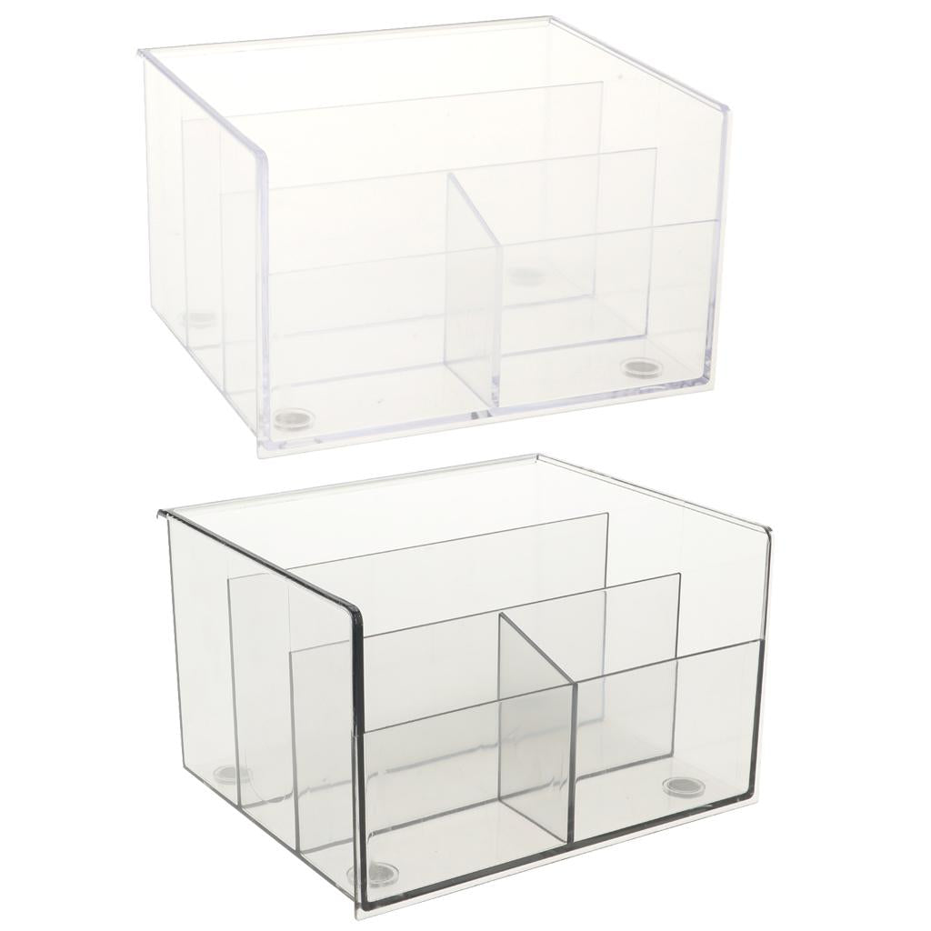 Clear Acrylic Desktop Storage Makeup Organizer 4-Compartment for Office/Home