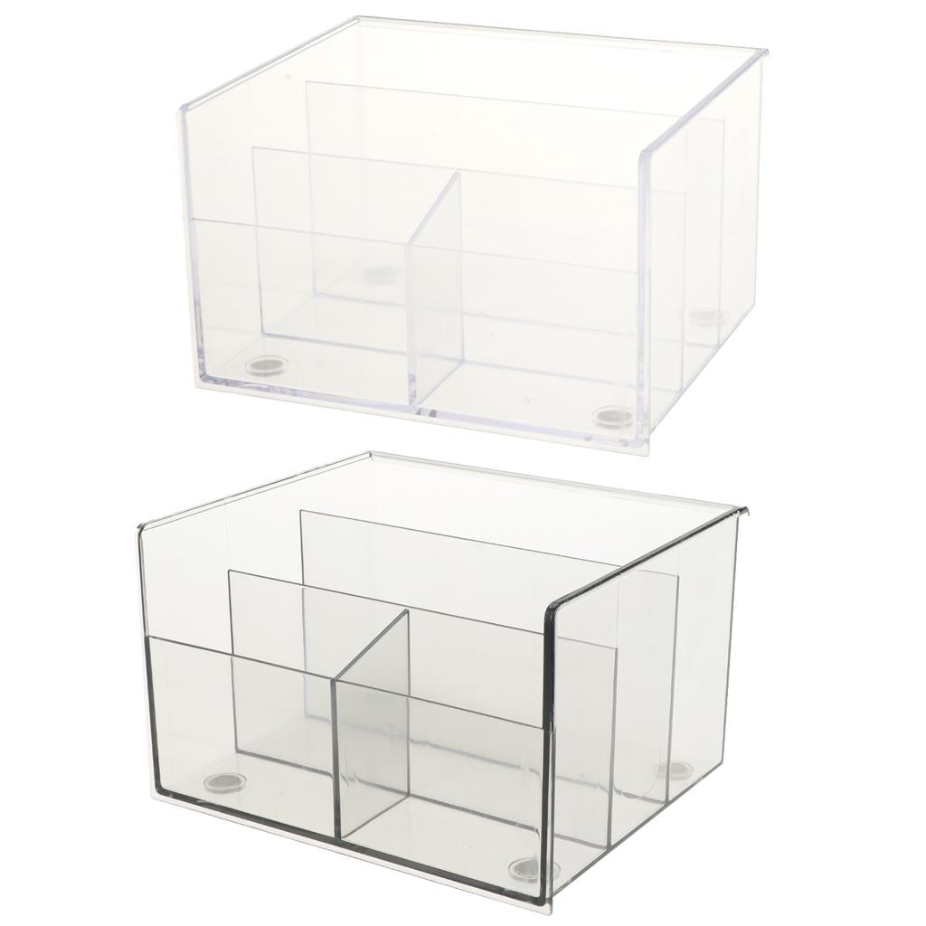 Clear Acrylic Desktop Storage Makeup Organizer 4-Compartment for Office/Home