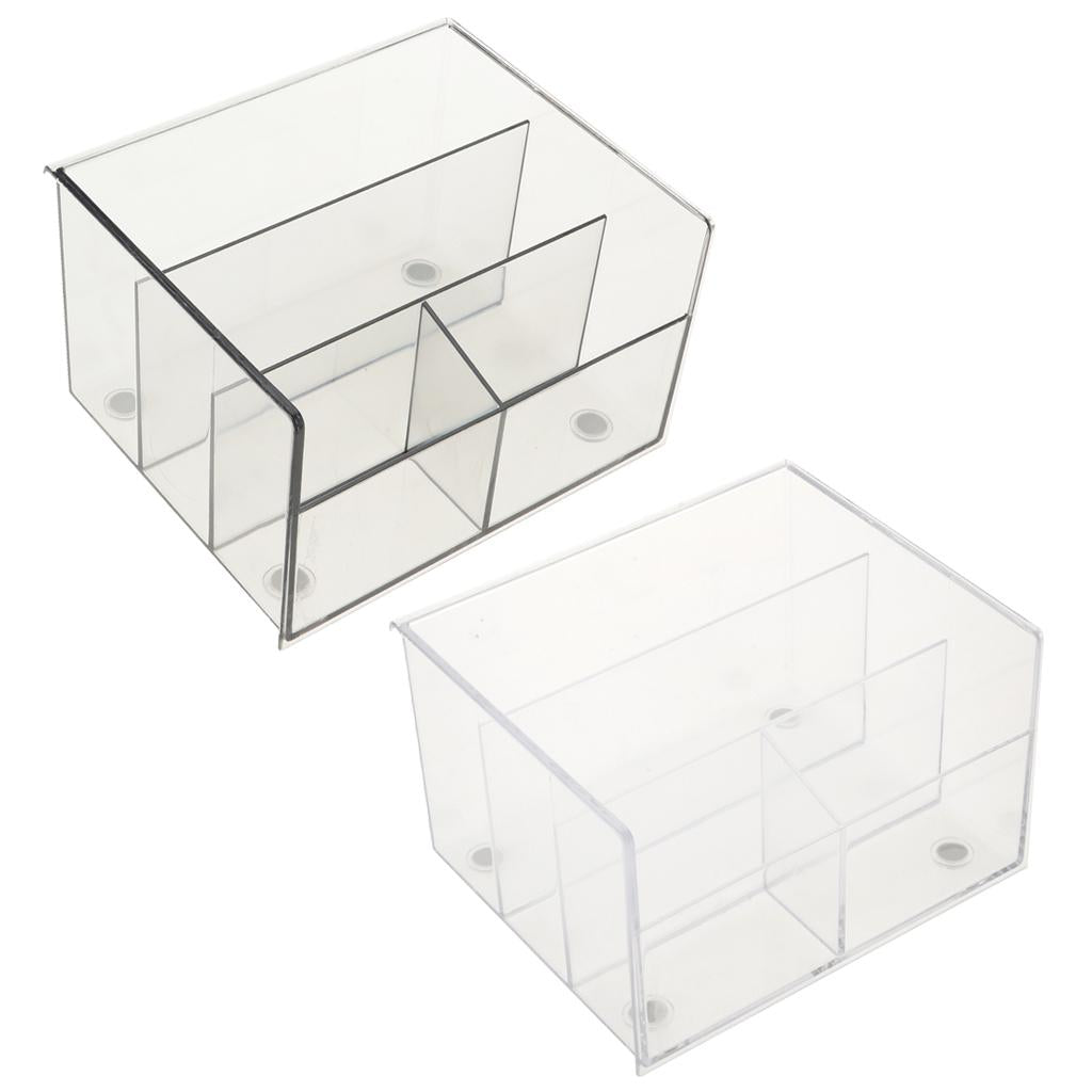 Clear Acrylic Desktop Storage Makeup Organizer 4-Compartment for Office/Home