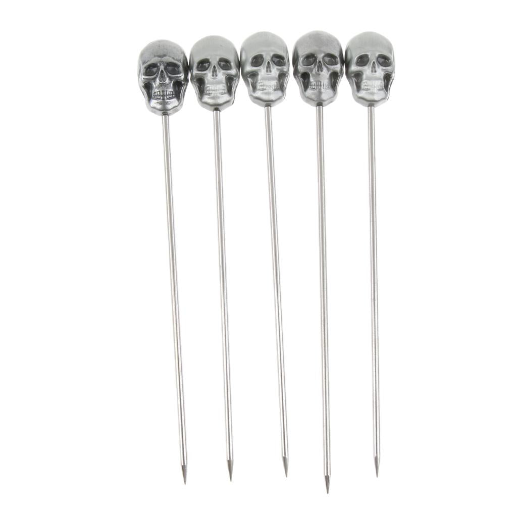 1Pc Stainless Steel Cocktail Pick Fruit Stick Martini Picks Home Bar Tools D