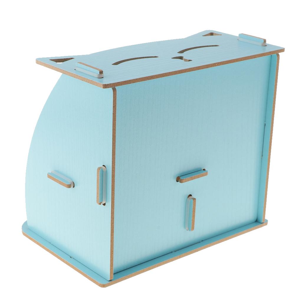 DIY Wooden Multi-functional Desktop Cosmetics Storage Box Office Supply Sky Blue