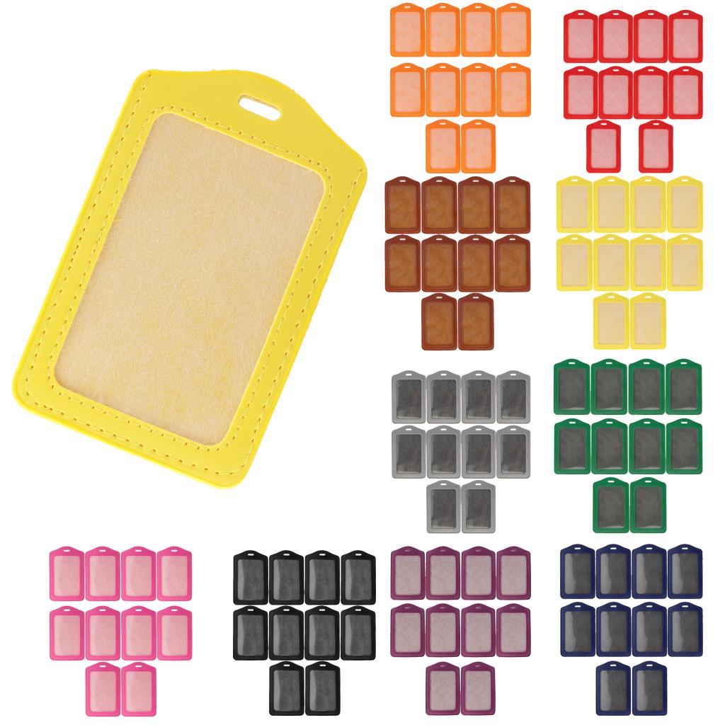 10Pcs PU Leather Business ID Badge Card Holder Card Case, Vertical Yellow