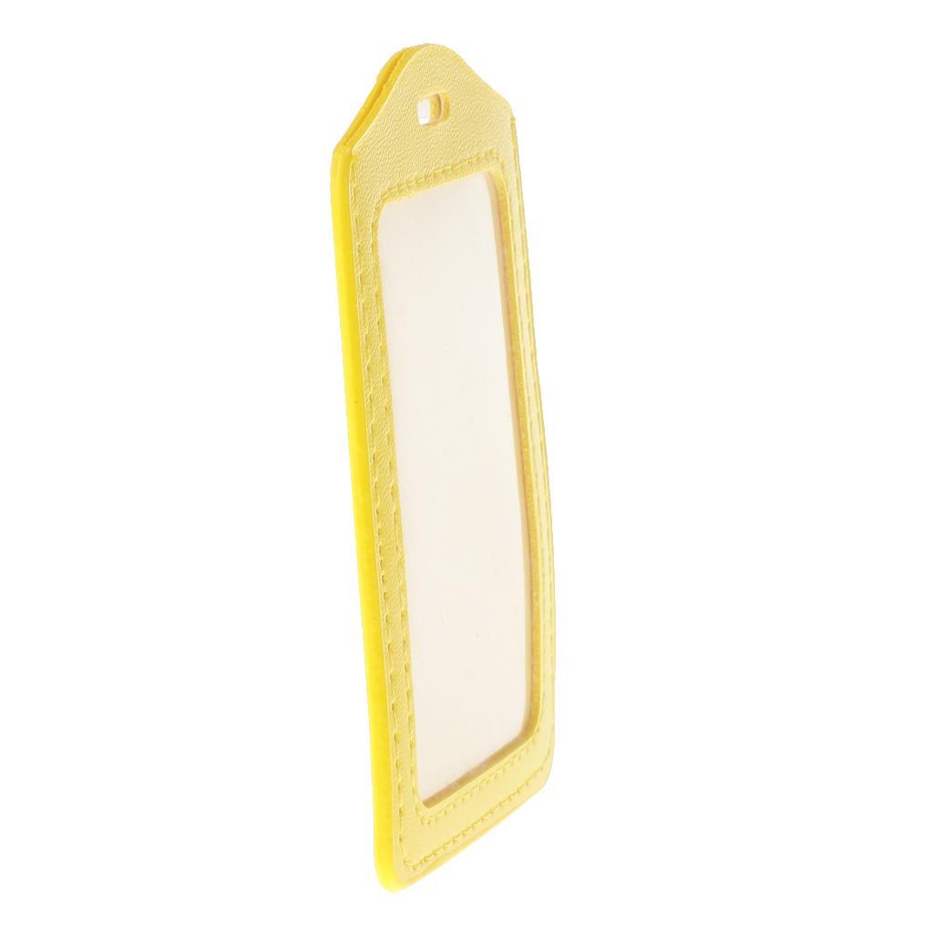 10Pcs PU Leather Business ID Badge Card Holder Card Case, Vertical Yellow