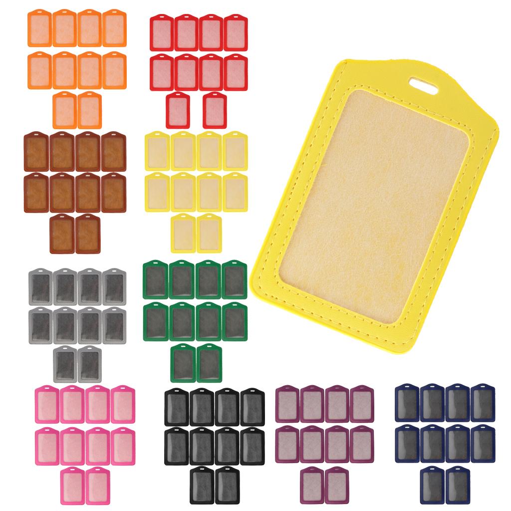 10Pcs PU Leather Business ID Badge Card Holder Card Case, Vertical Yellow