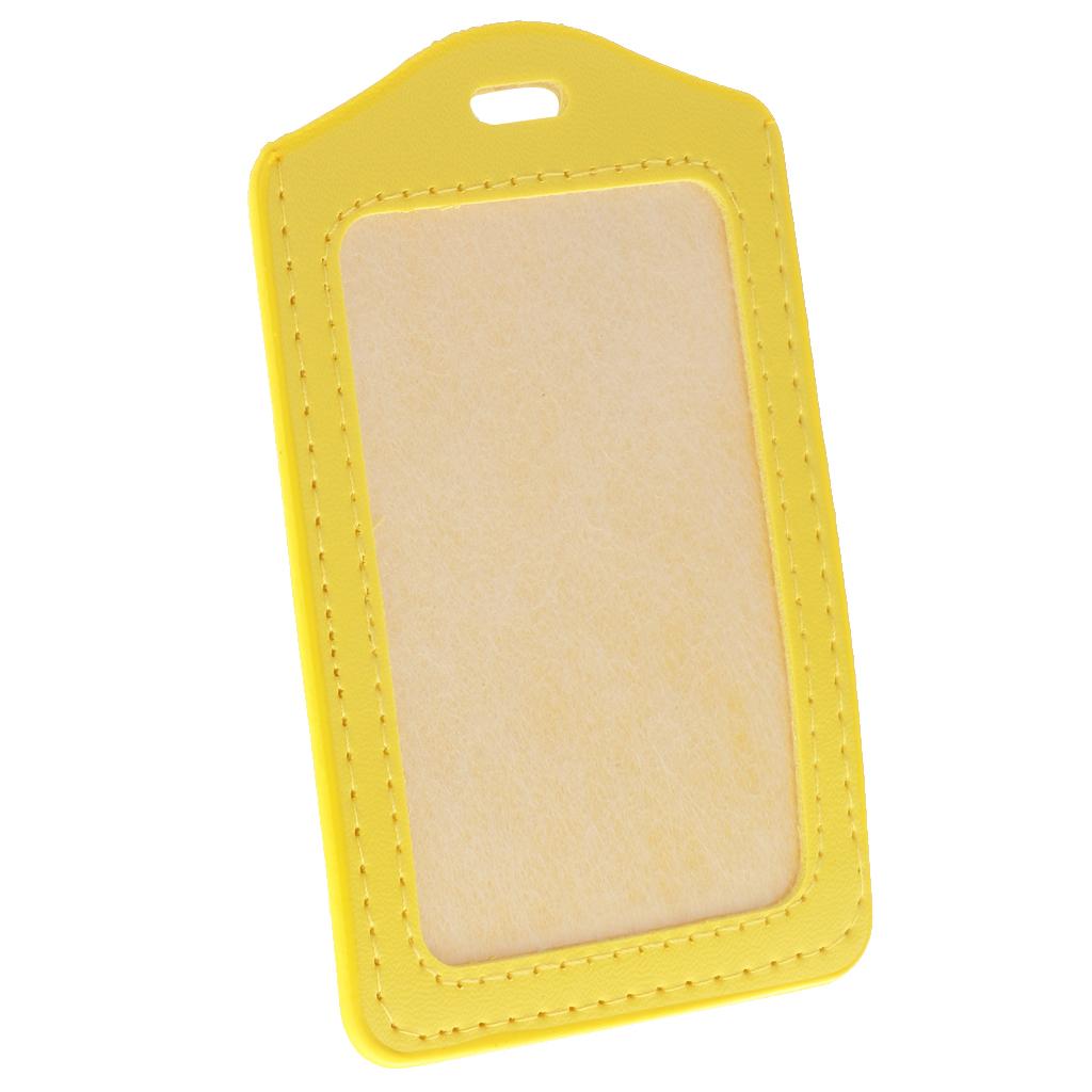 10Pcs PU Leather Business ID Badge Card Holder Card Case, Vertical Yellow