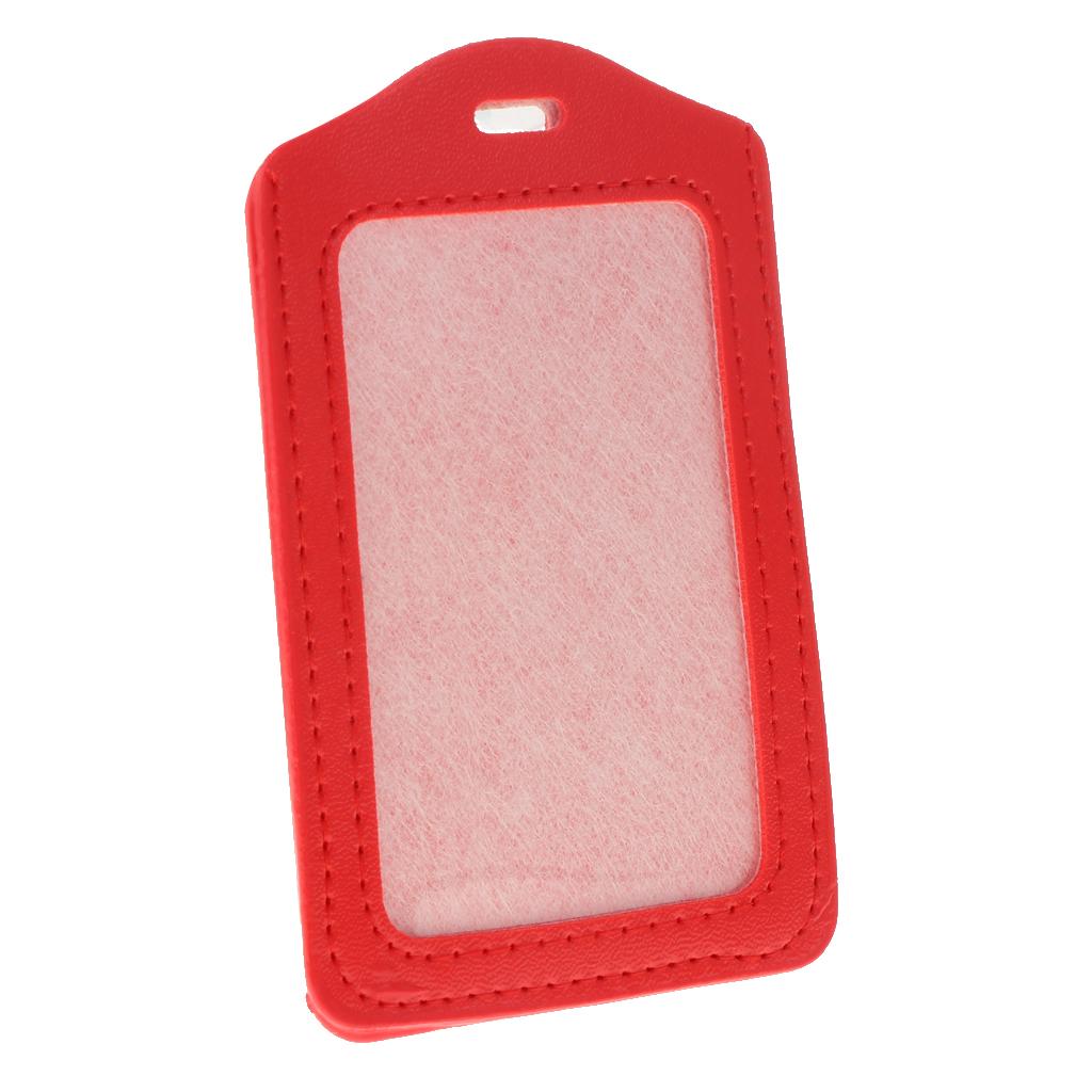 10Pcs PU Leather Business ID Badge Card Holder Card Case, Vertical Red