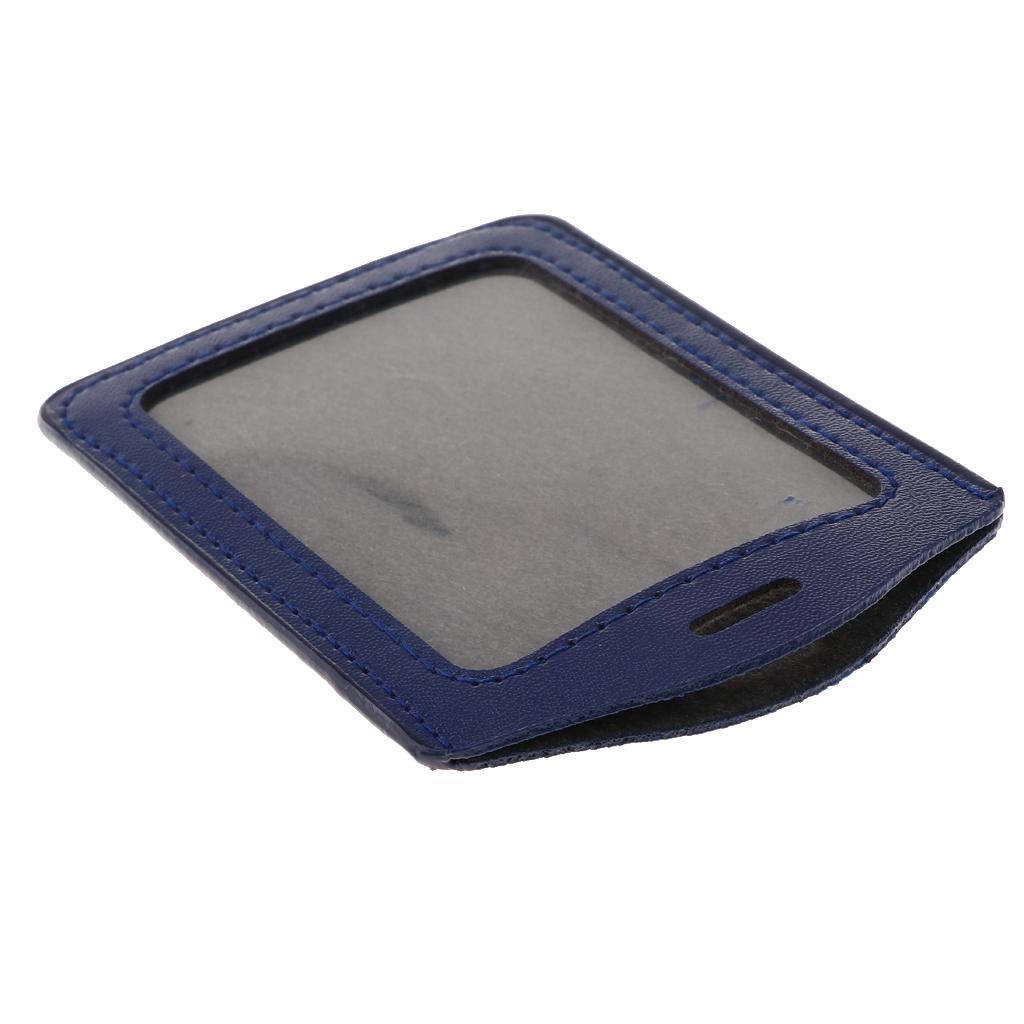 10Pcs PU Leather Business ID Badge Card Holder Card Case, Vertical Dark Blue