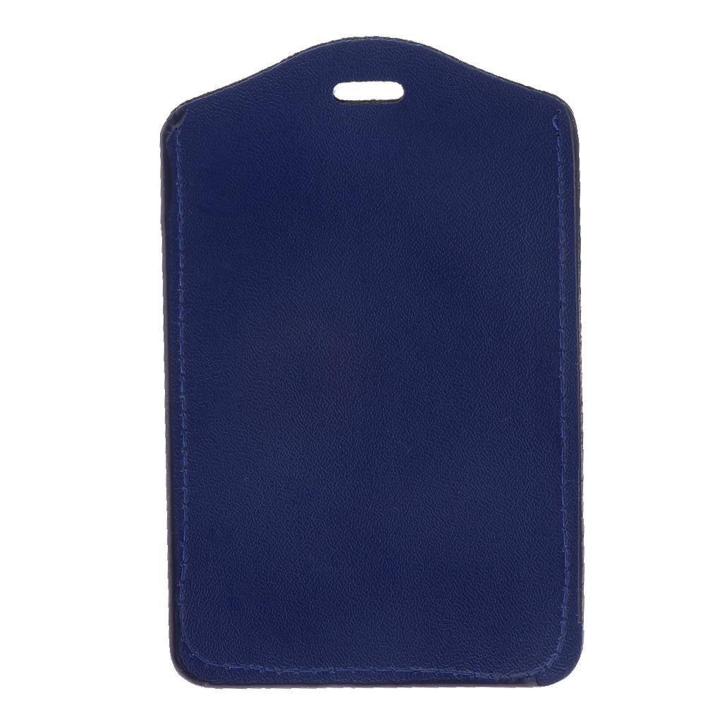 10Pcs PU Leather Business ID Badge Card Holder Card Case, Vertical Dark Blue