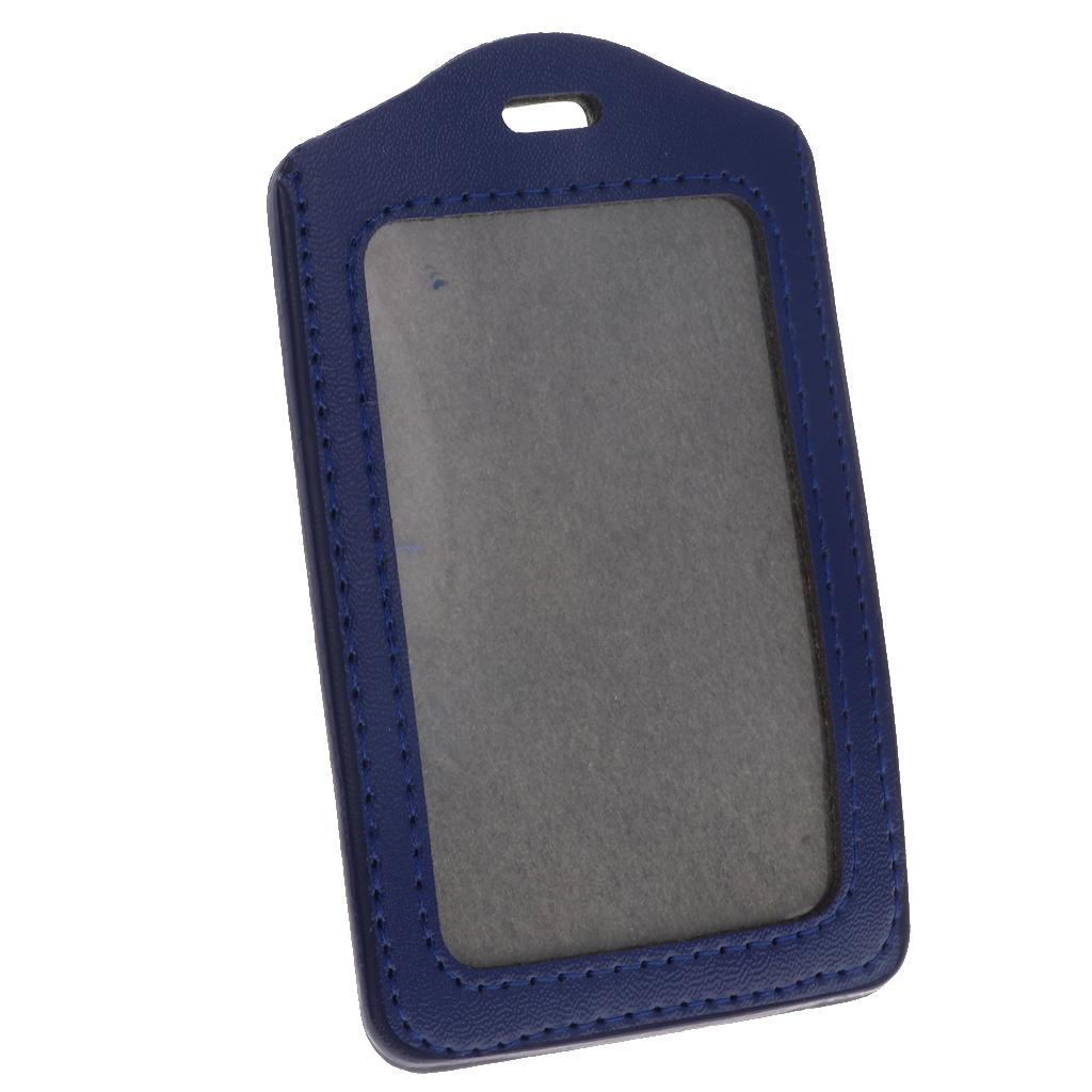 10Pcs PU Leather Business ID Badge Card Holder Card Case, Vertical Dark Blue