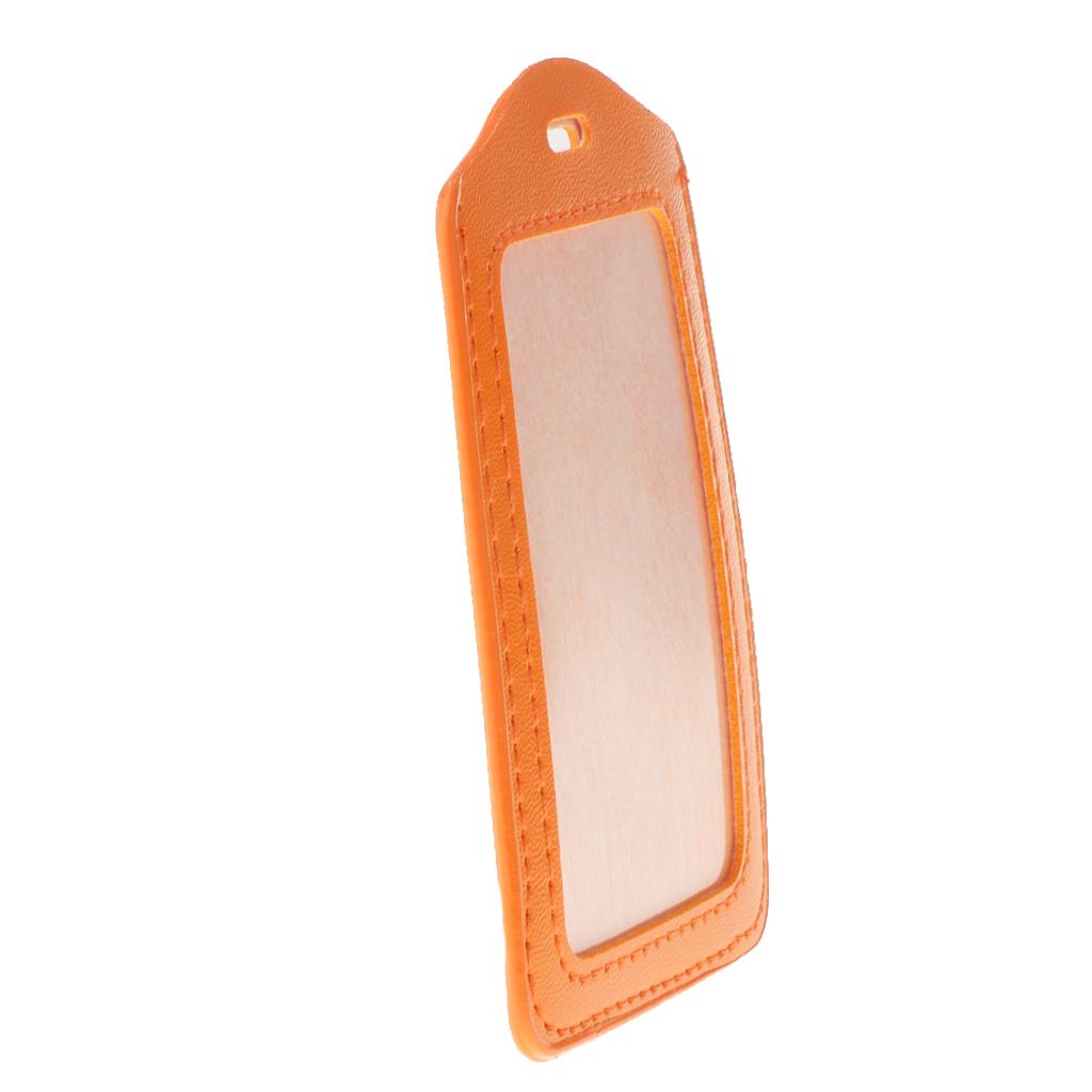 10Pcs PU Leather Business ID Badge Card Holder Card Case, Vertical Orange