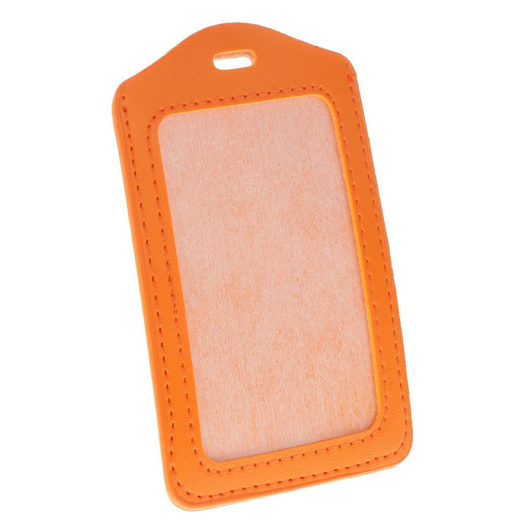 10Pcs PU Leather Business ID Badge Card Holder Card Case, Vertical Orange