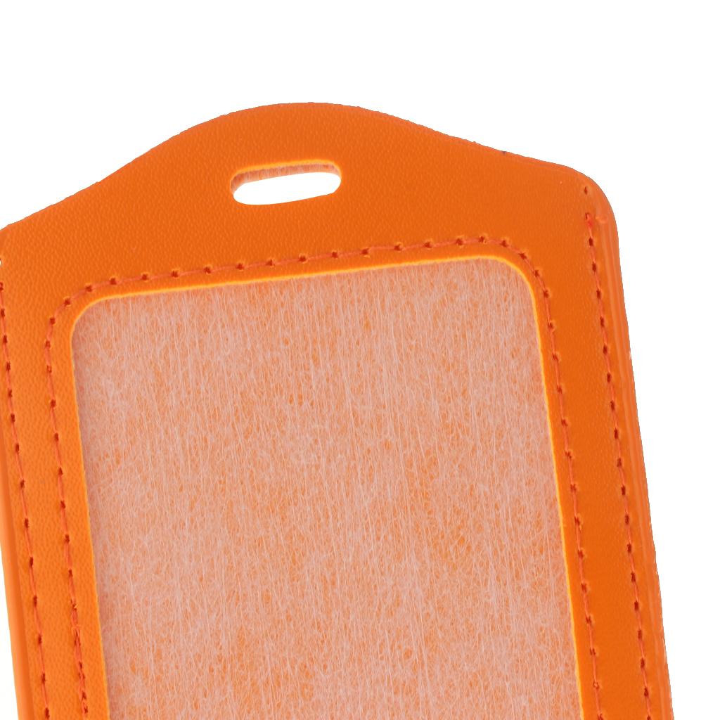 10Pcs PU Leather Business ID Badge Card Holder Card Case, Vertical Orange