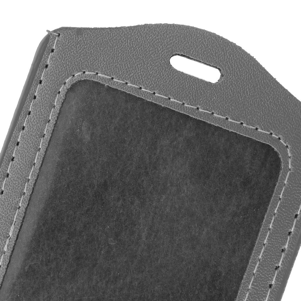 10Pcs PU Leather Business ID Badge Card Holder Card Case, Vertical Gray