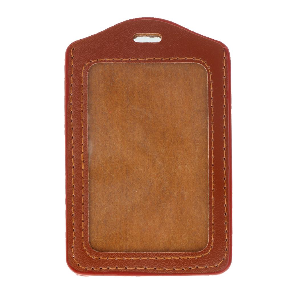 10Pcs PU Leather Business ID Badge Card Holder Card Case, Vertical Brown