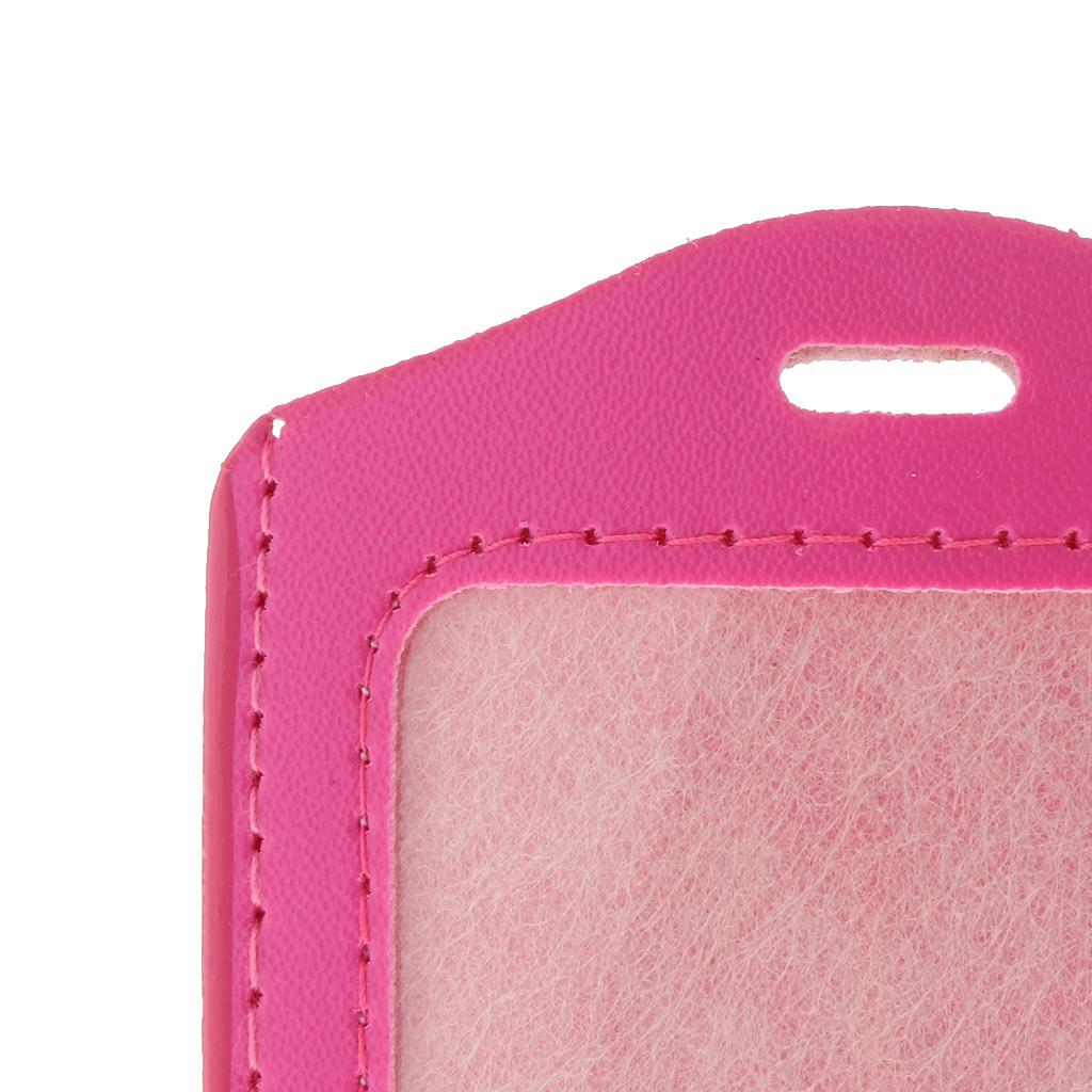 10Pcs PU Leather Business ID Badge Card Holder Card Case, Vertical Pink