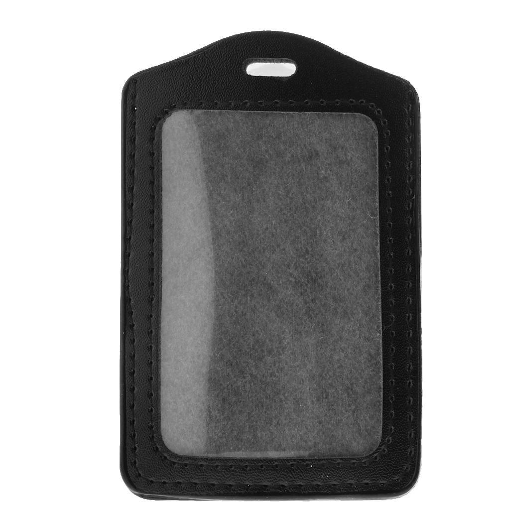 10Pcs PU Leather Business ID Badge Card Holder Card Case, Vertical Black