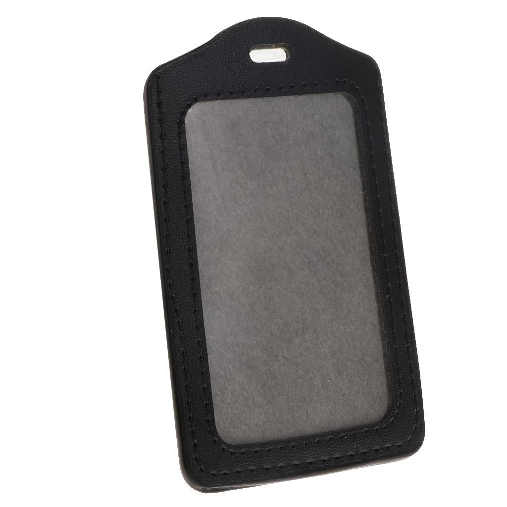 10Pcs PU Leather Business ID Badge Card Holder Card Case, Vertical Black