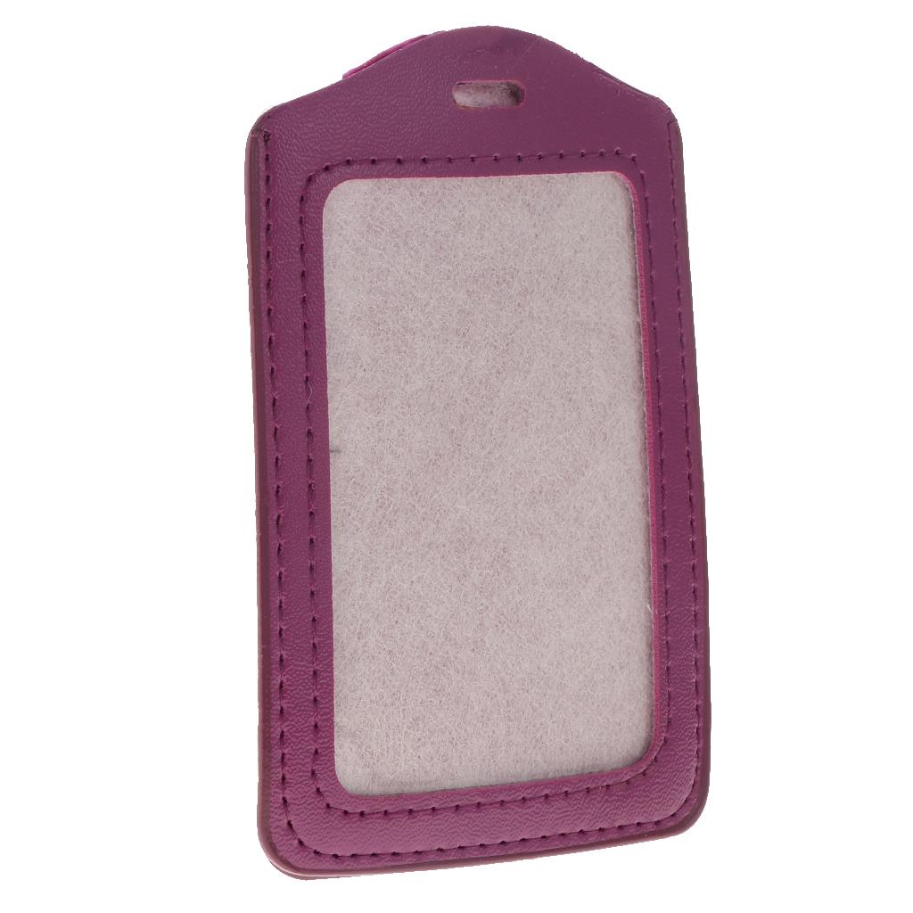 10Pcs PU Leather Business ID Badge Card Holder Card Case, Vertical Purple