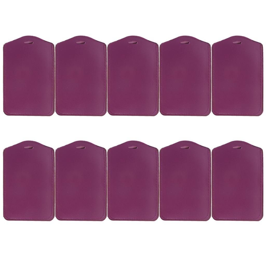 10Pcs PU Leather Business ID Badge Card Holder Card Case, Vertical Purple