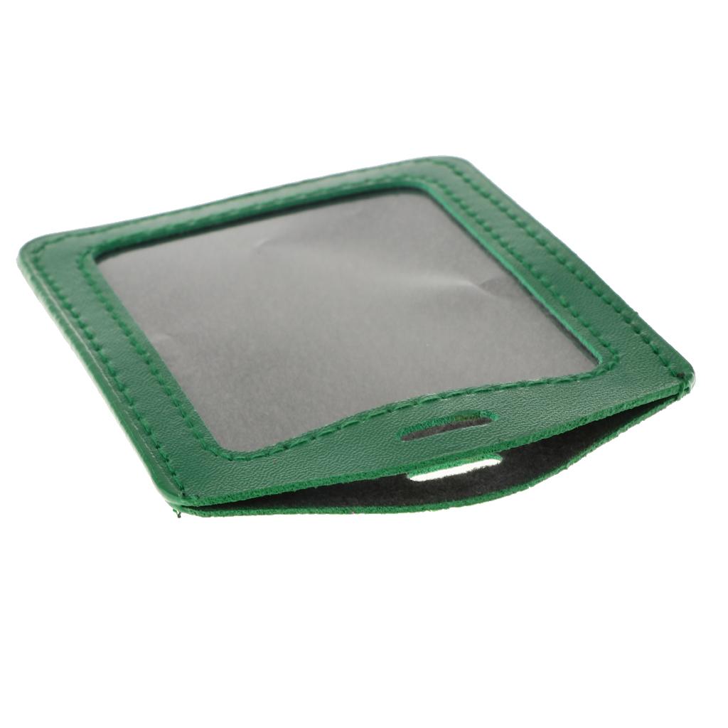 10Pcs PU Leather Business ID Badge Card Holder Card Case, Vertical Green