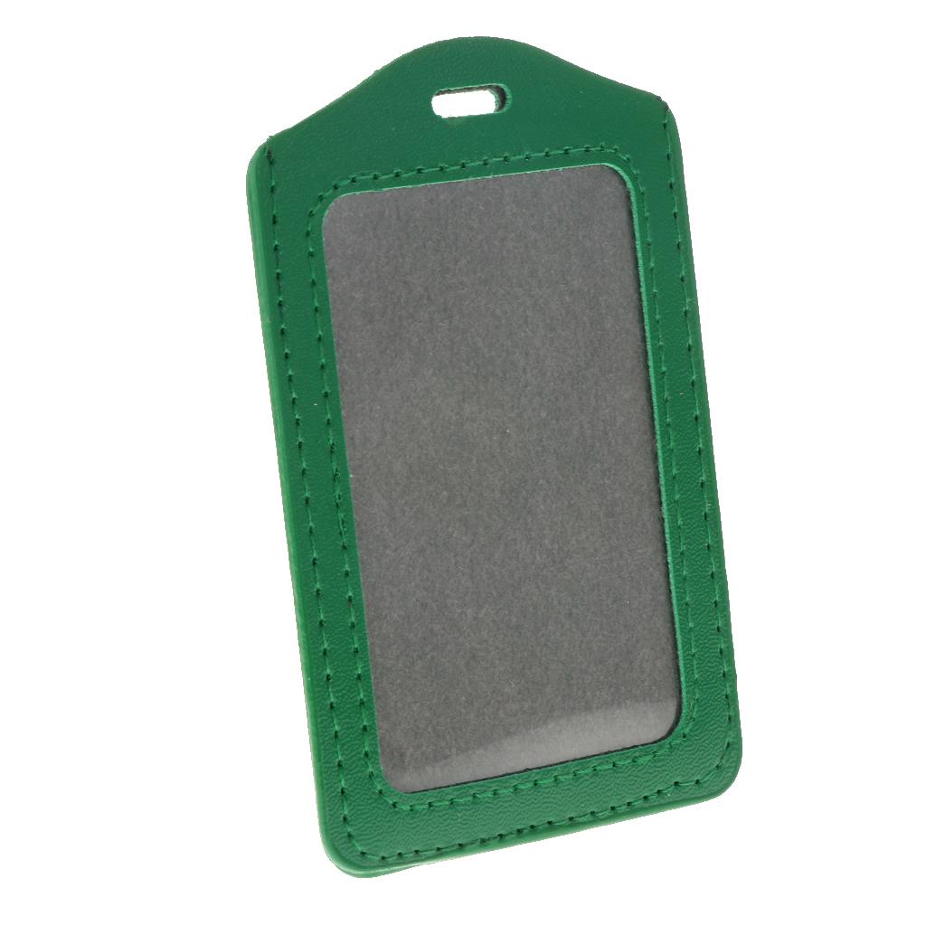 10Pcs PU Leather Business ID Badge Card Holder Card Case, Vertical Green