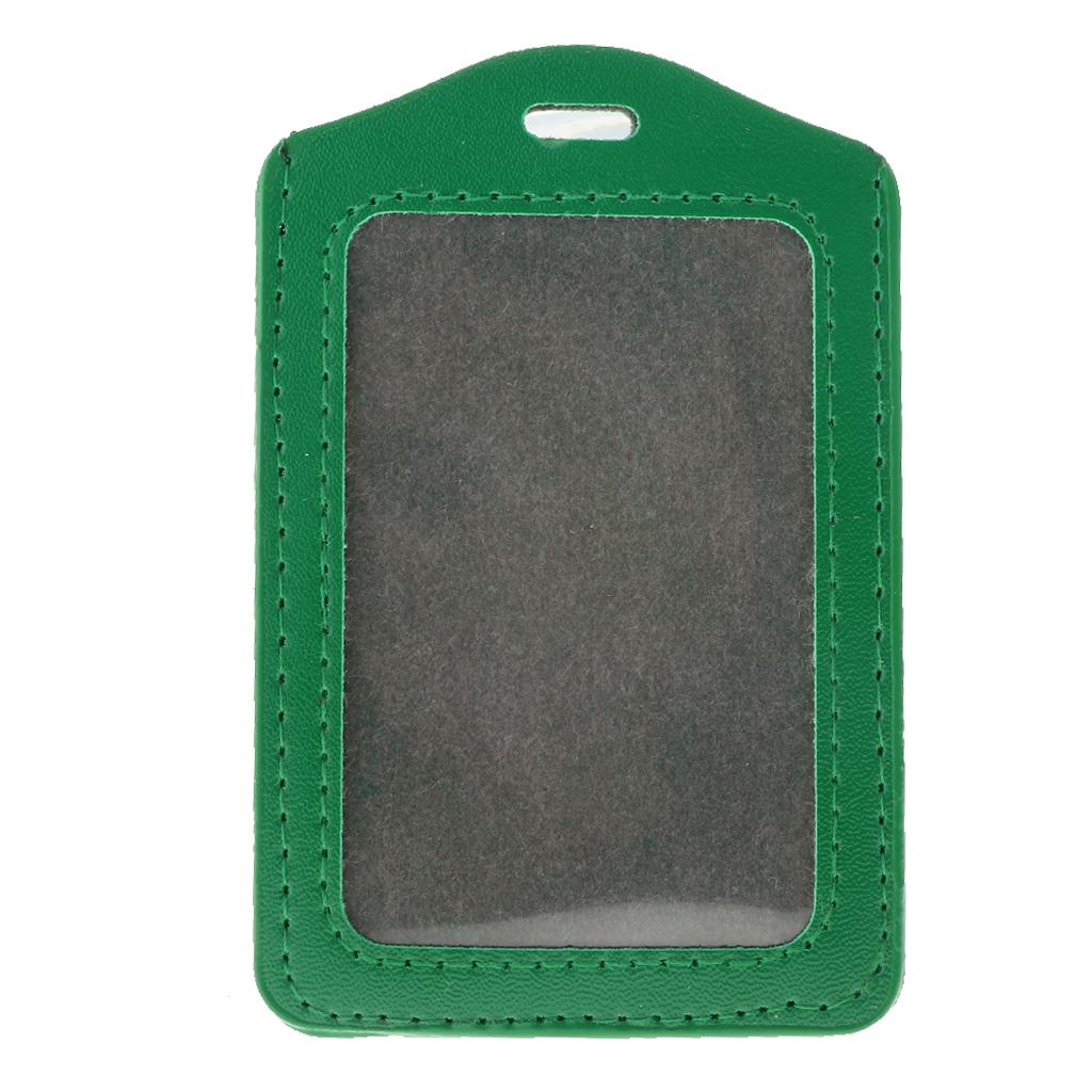 10Pcs PU Leather Business ID Badge Card Holder Card Case, Vertical Green