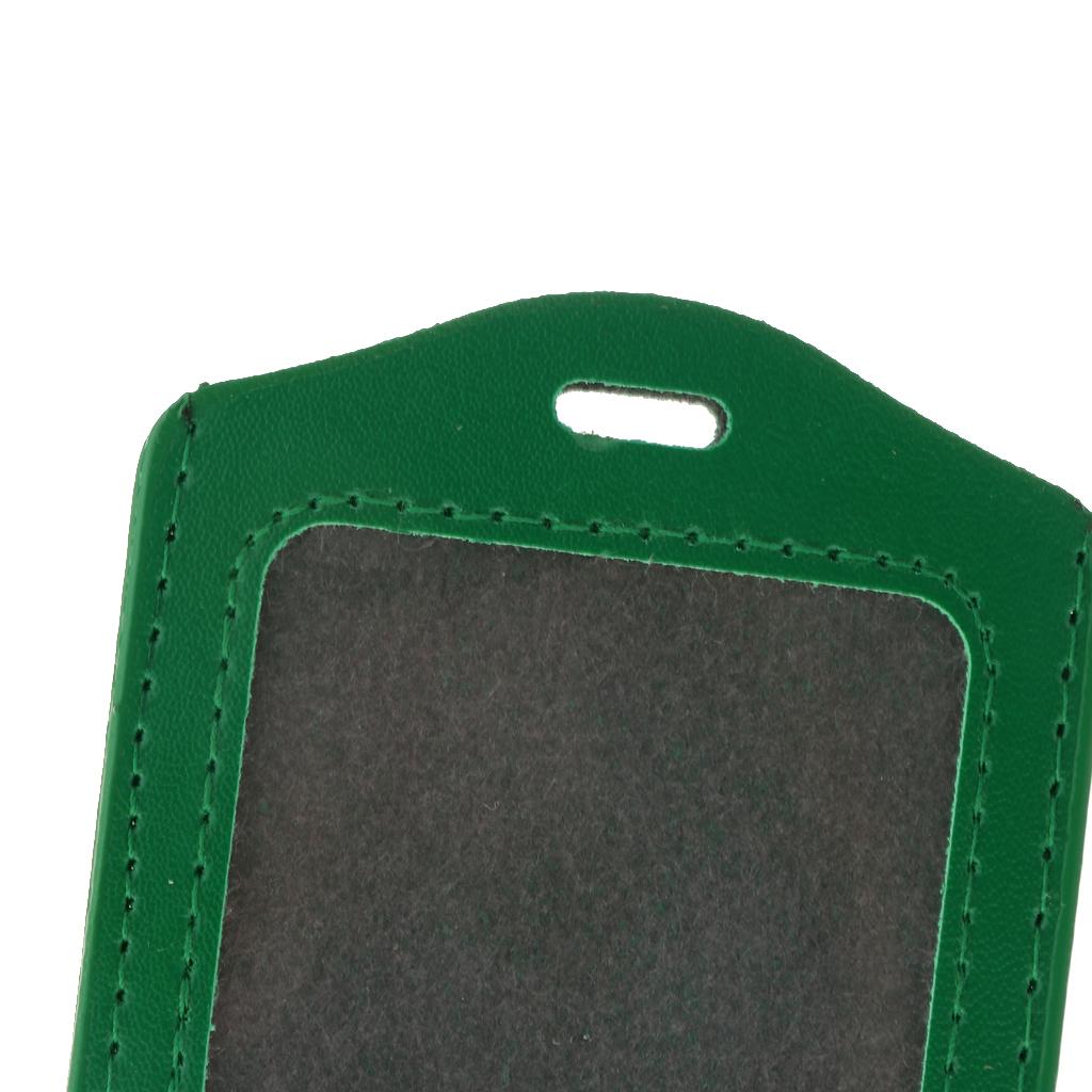 10Pcs PU Leather Business ID Badge Card Holder Card Case, Vertical Green